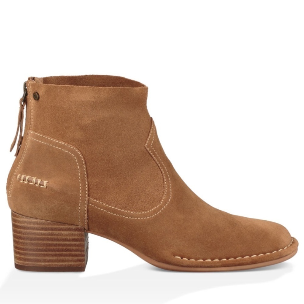 Ugg Bandara Suede Block‎ Heel Ankle Boots 8 boho Americana rustic layered